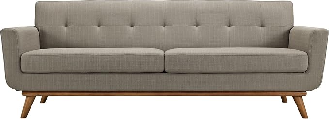 Engage Mid-Century Modern Upholstered Fabric Sofa in Expectation Gray