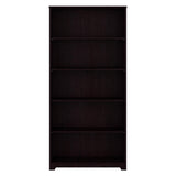 Cabot Tall 5 Shelf Bookcase Large Open Bookshelf in Espresso Oak Sturdy Display Cabinet