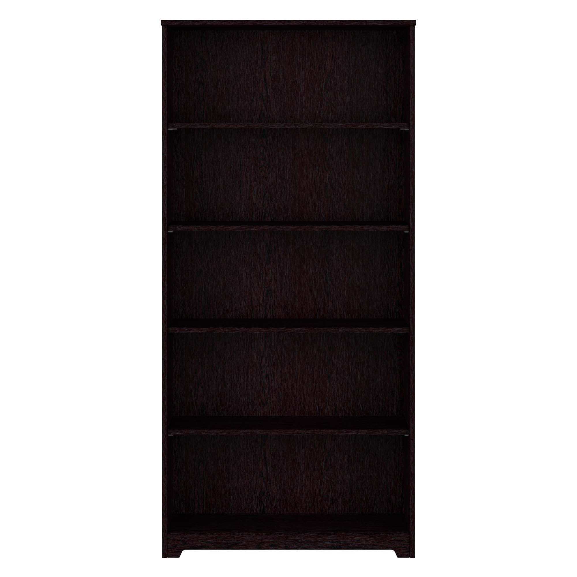 Cabot Tall 5 Shelf Bookcase Large Open Bookshelf in Espresso Oak Sturdy Display Cabinet