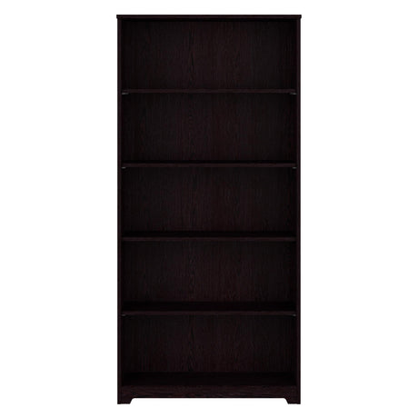 Cabot Tall 5 Shelf Bookcase Large Open Bookshelf in Espresso Oak Sturdy Display Cabinet