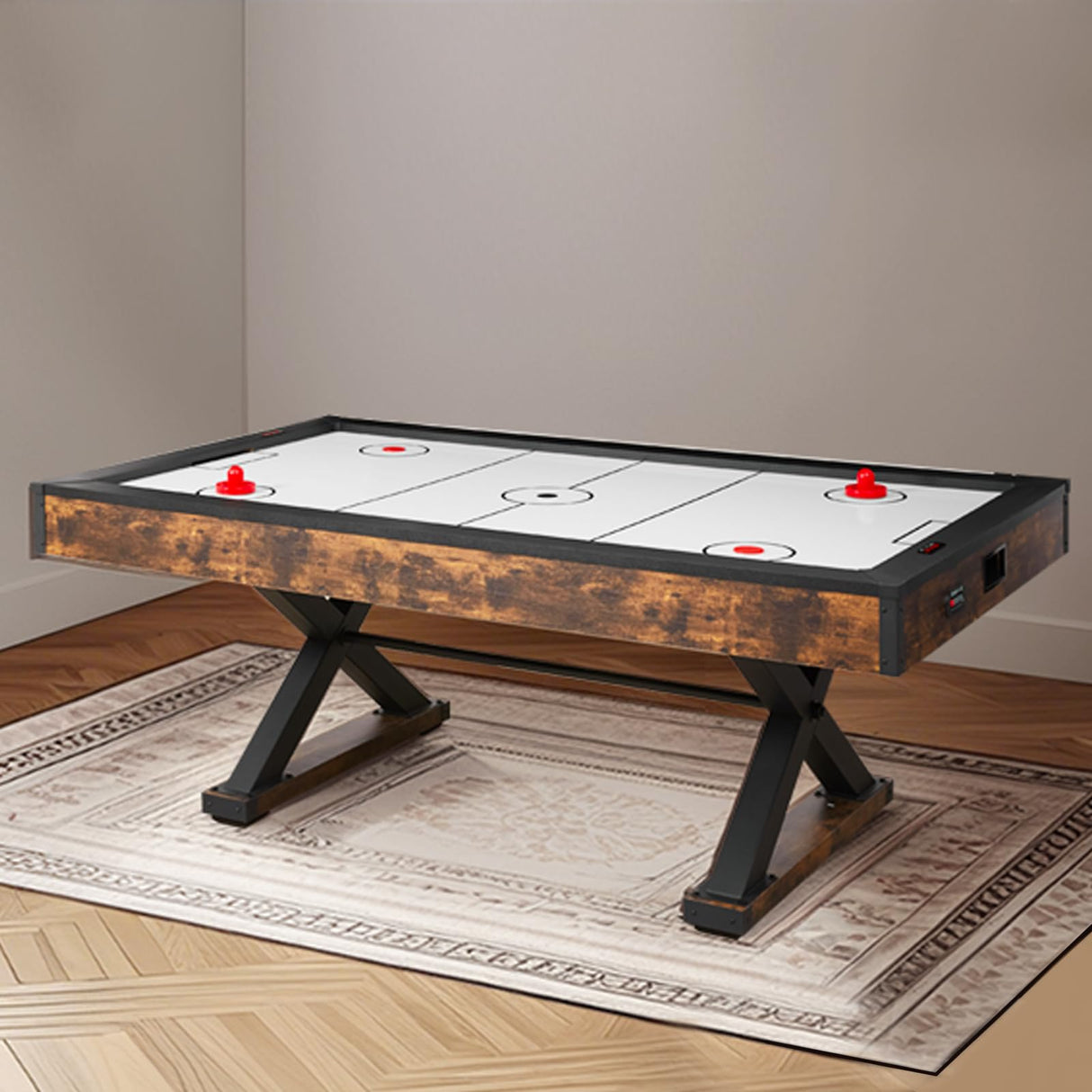 84" Air Hockey Table, Indoor Arcade Table Gaming Set with 2 Pushers, 2 Pucks