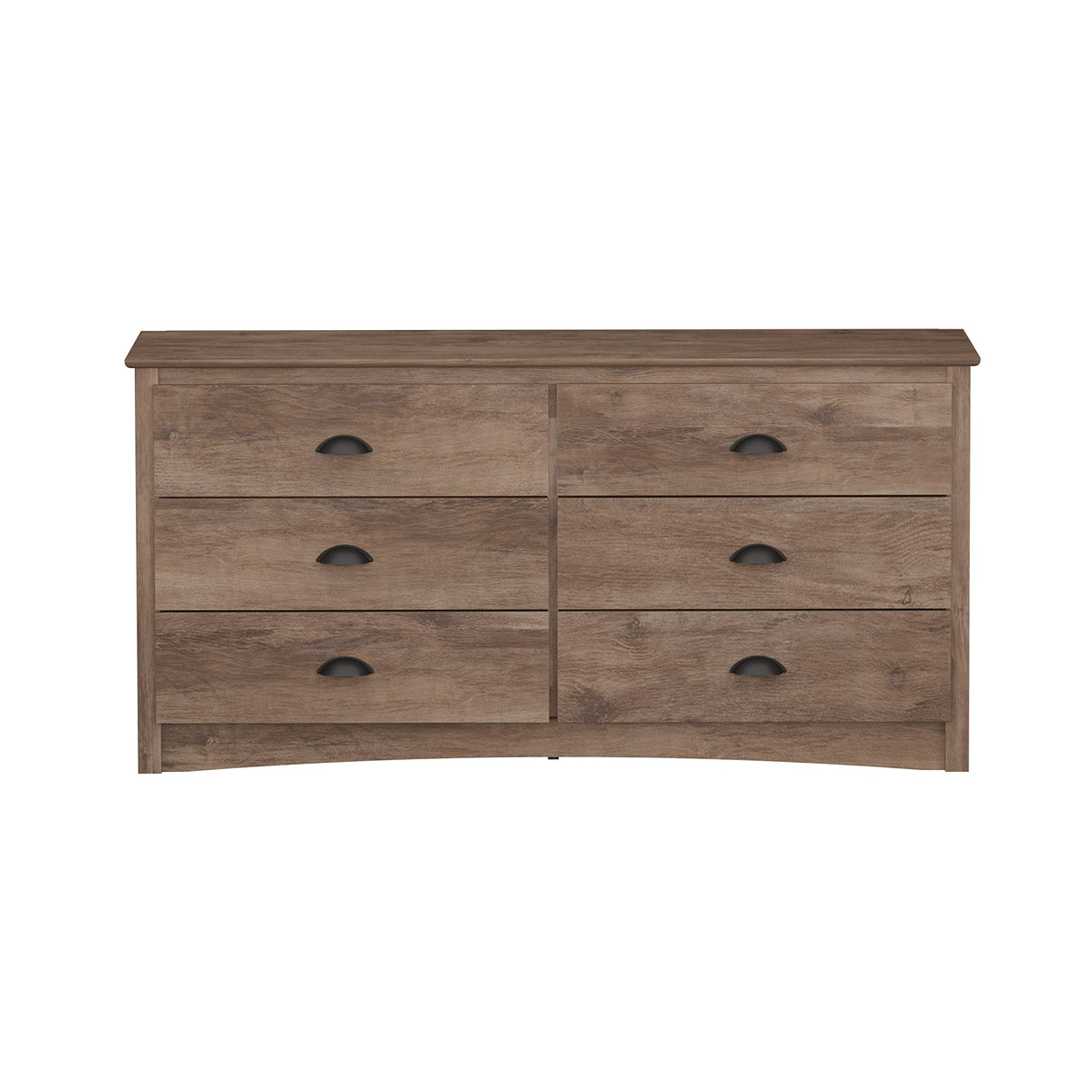 Gray Double Dresser for Bedroom 6 Drawer Wide Chest