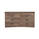 Gray Double Dresser for Bedroom 6 Drawer Wide Chest