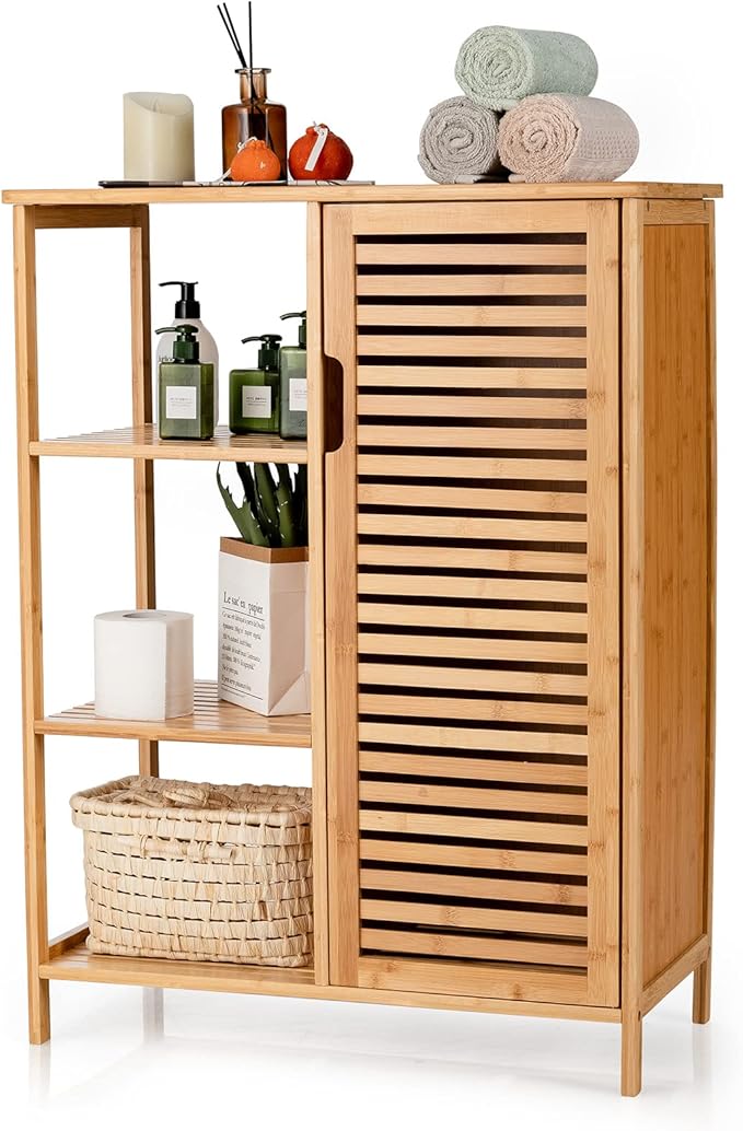 Bathroom Storage Cabinet Bamboo Floor Cabinet Free Standing Organizer