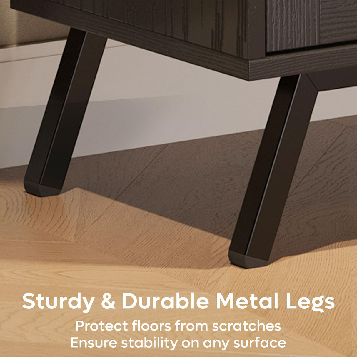 80 Inch Black Rattan TV Stand with LED Lights