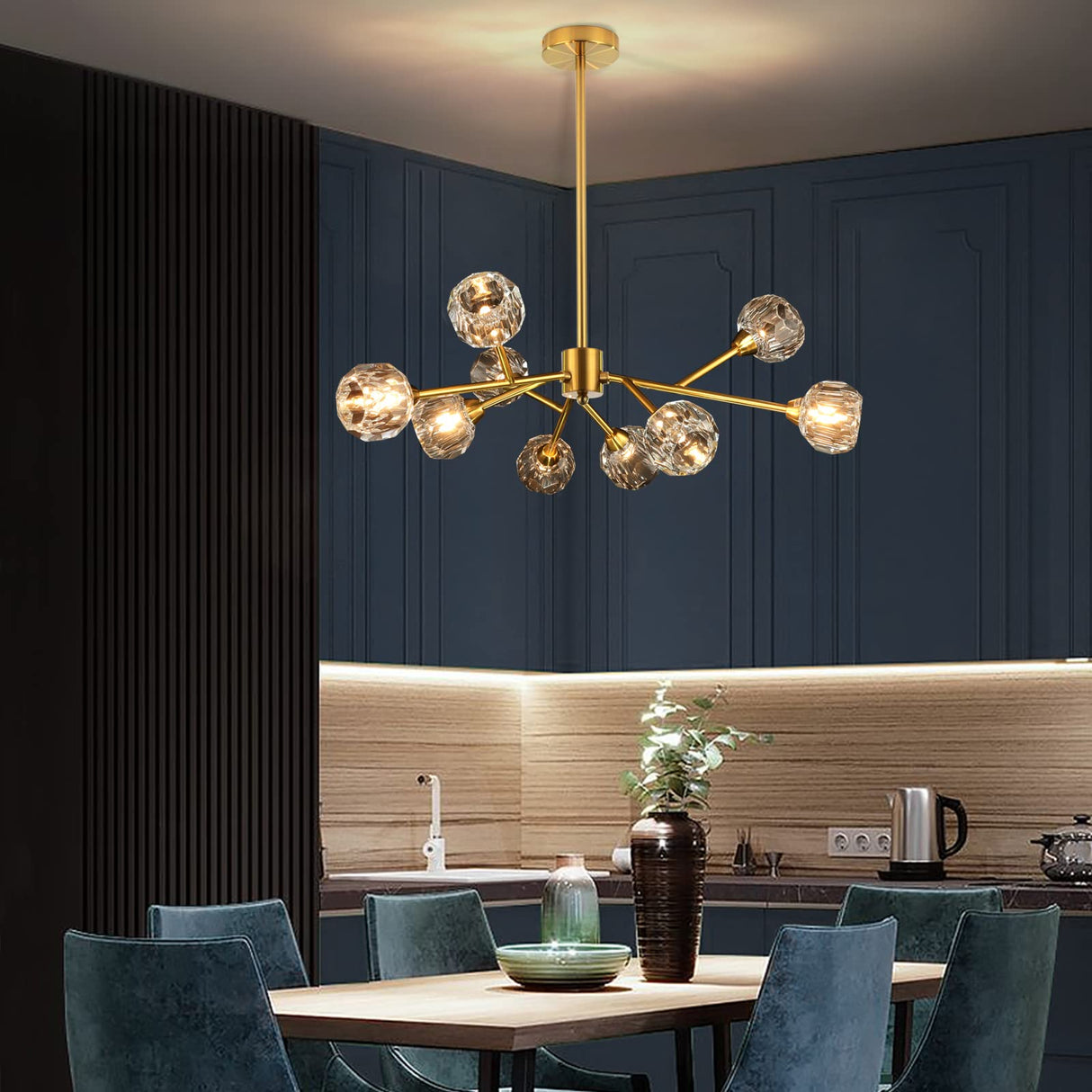 Sputnik Chandeliers for Dining Room Light Fixture, Modern Crystal Chandeliers