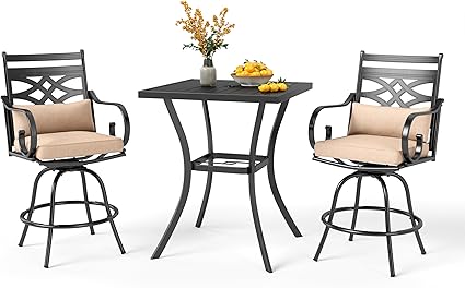 5 Piece Patio Bar Set,Outdoor Bar Table and Chairs Set