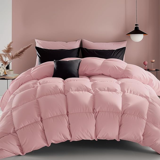 Goose Feather Comforter King Size, All Season Duvet Insert Medium Warmth, Cloud Soft