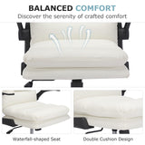 Ergonomic Swivel Office Chair with Flip-Up Armrests - White (Set of 2)