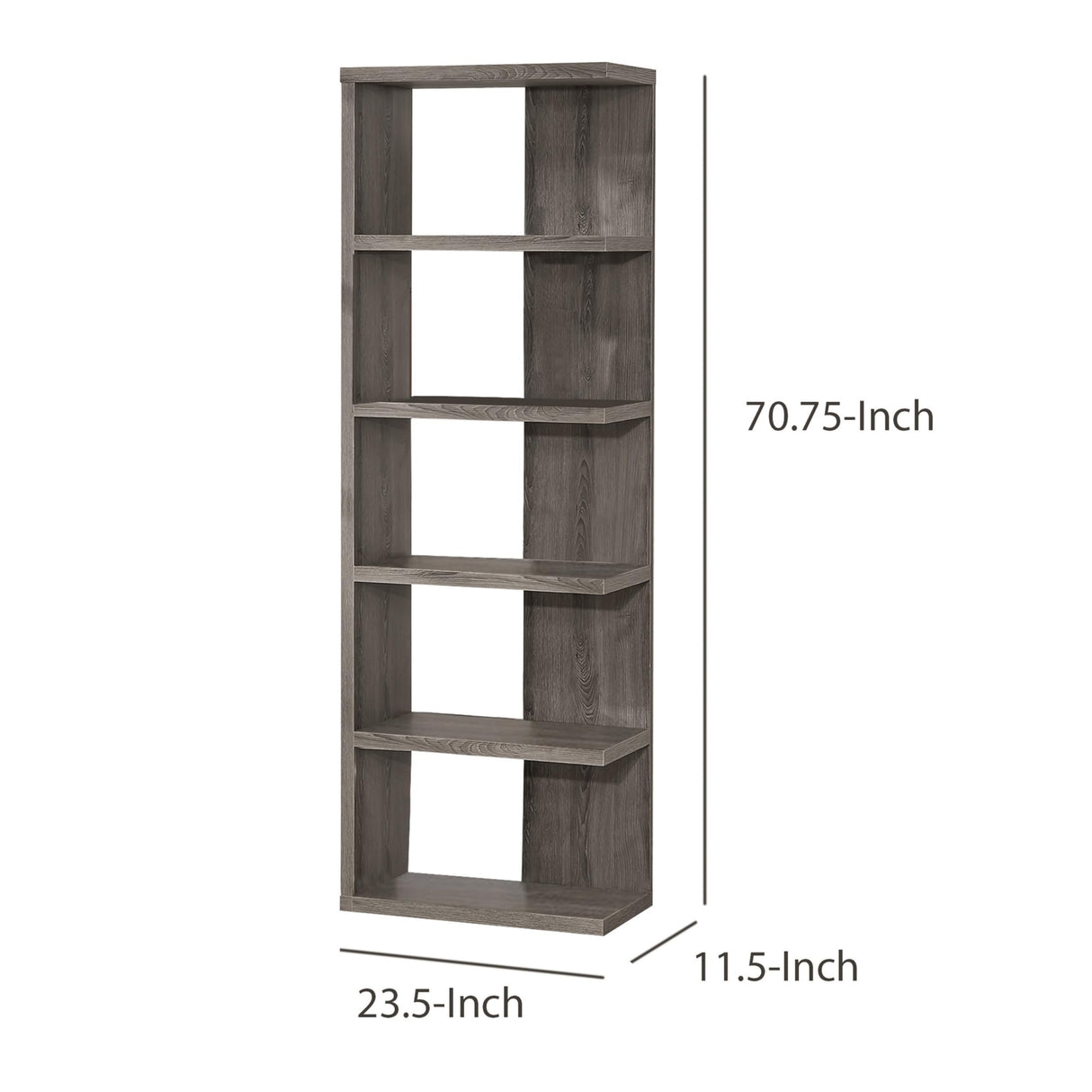 BM159073 Spacious Semi-Backless Wooden Bookcase Gray