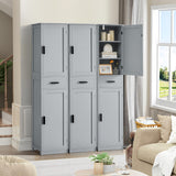 67“ Tall Bathroom Cabinet, Storage Cabinet with 4 Shelves & 2 Doors