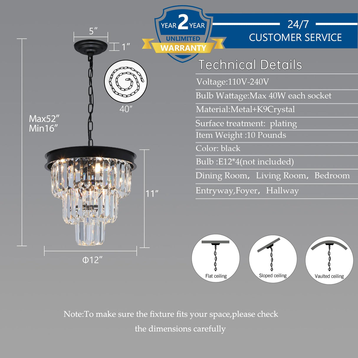 Crystal Chandeliers for Dining Room Light Fixtures Over Table