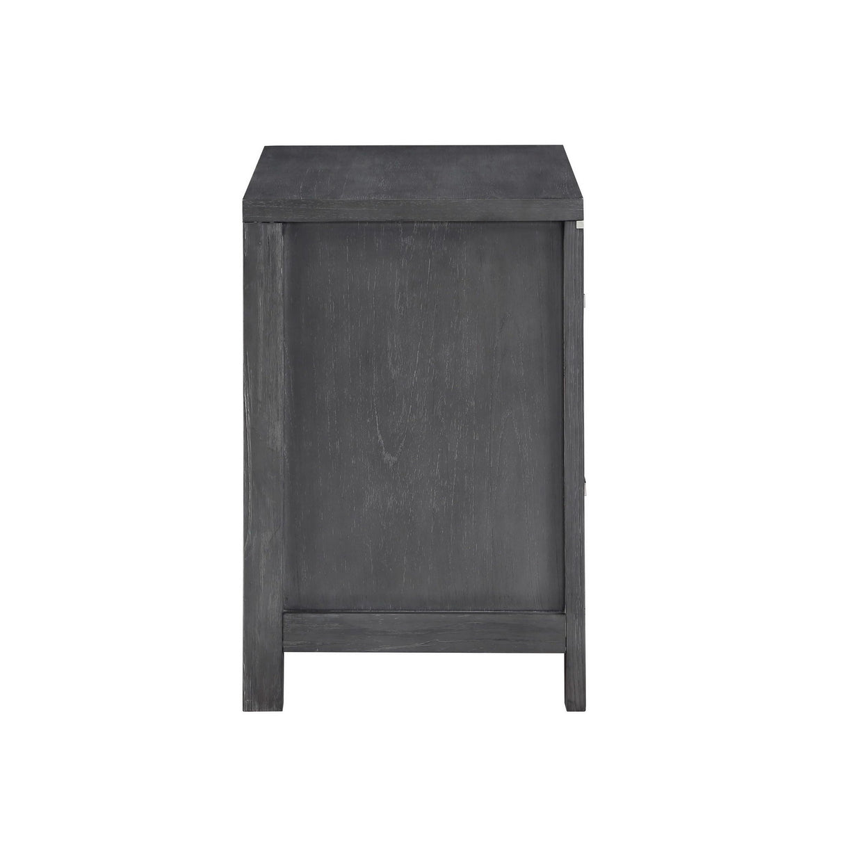 Tal 27 Inch Nightstand, 2 Drawers Handles, Charcoal Finish, Gray, Chrome