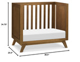 Otto 3-in-1 Convertible Mini Crib with 4" Mattress in Walnut, Greenguard Gold Certified