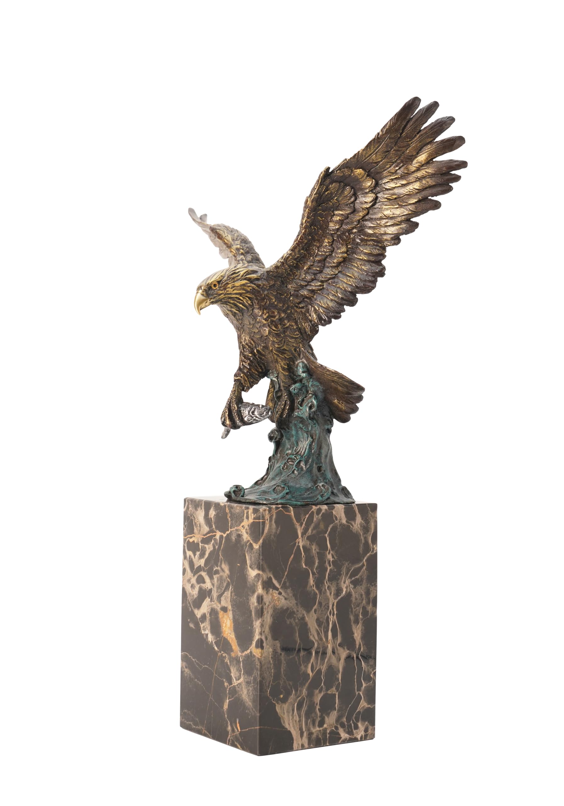 Bronze Sculpture – Handmade Bronze Statue of Predator Eagle, American Classic Art Deco