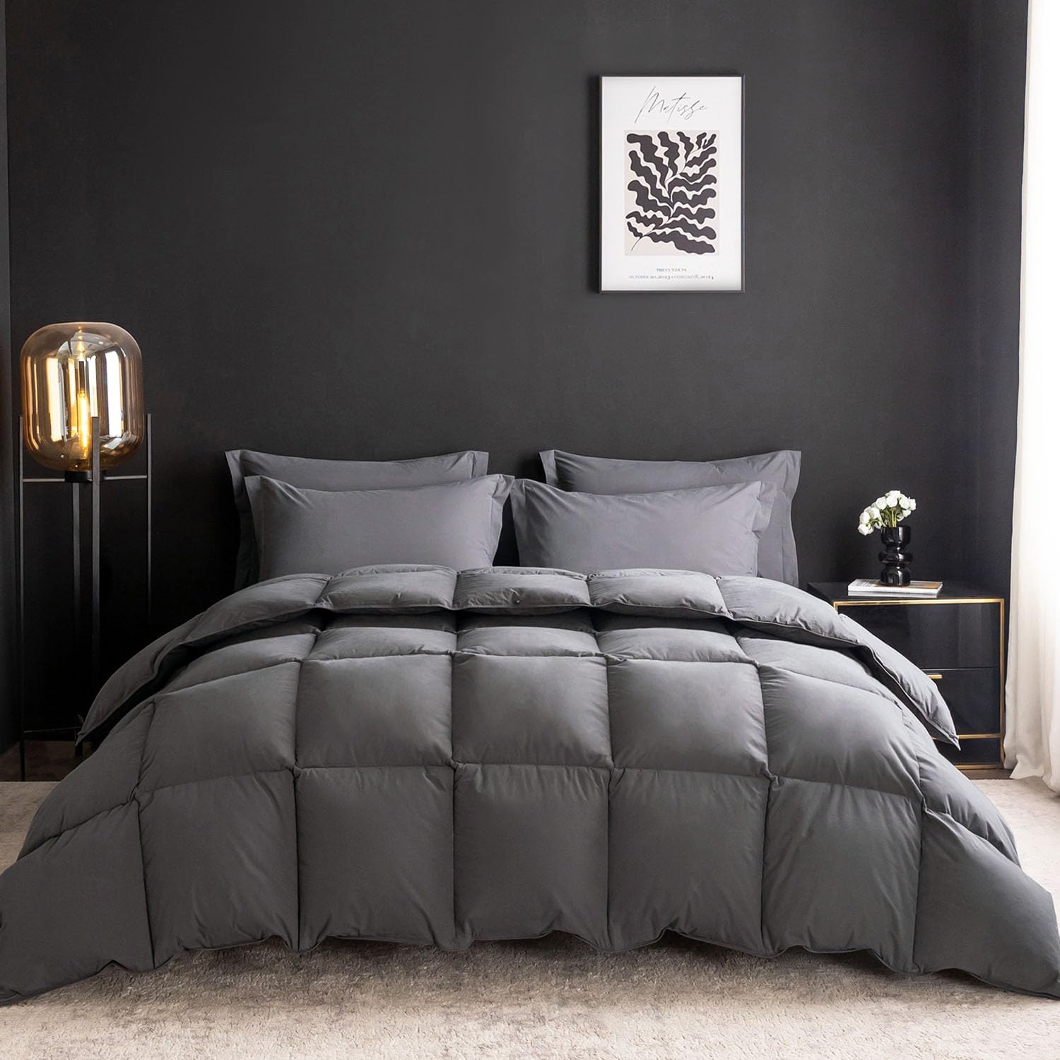 Feather Down Comforter Cal King Size,Hotel Style Bedding Comforter,750+ Fill Power