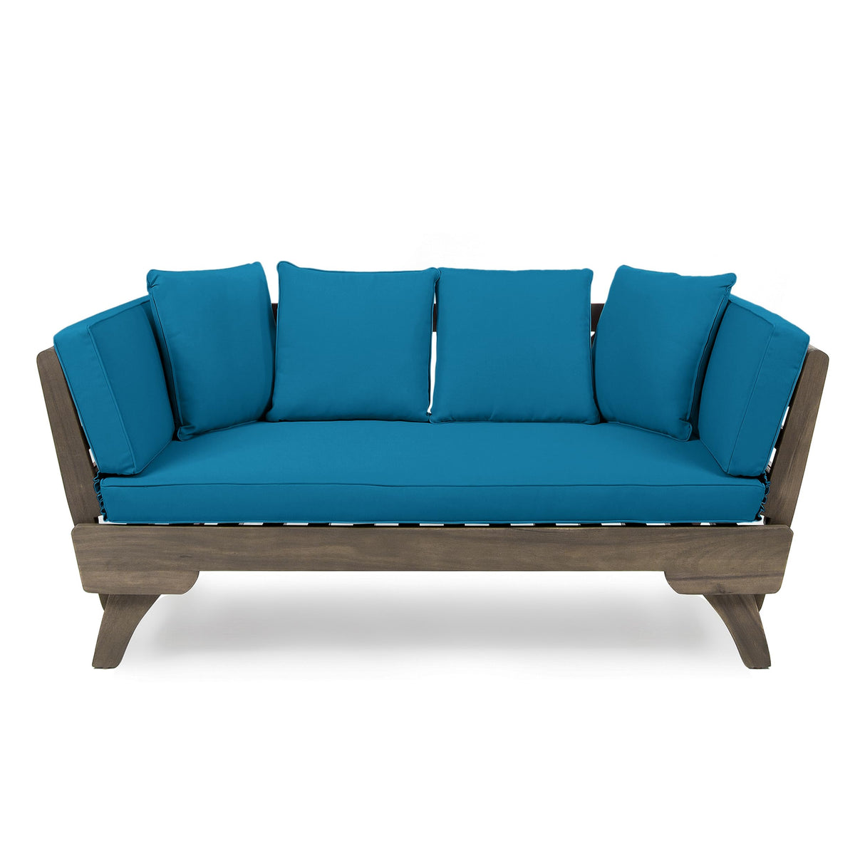 Aldrich Outdoor Acacia Wood Expandable Daybed with Water Resistant Cushions