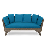 Aldrich Outdoor Acacia Wood Expandable Daybed with Water Resistant Cushions