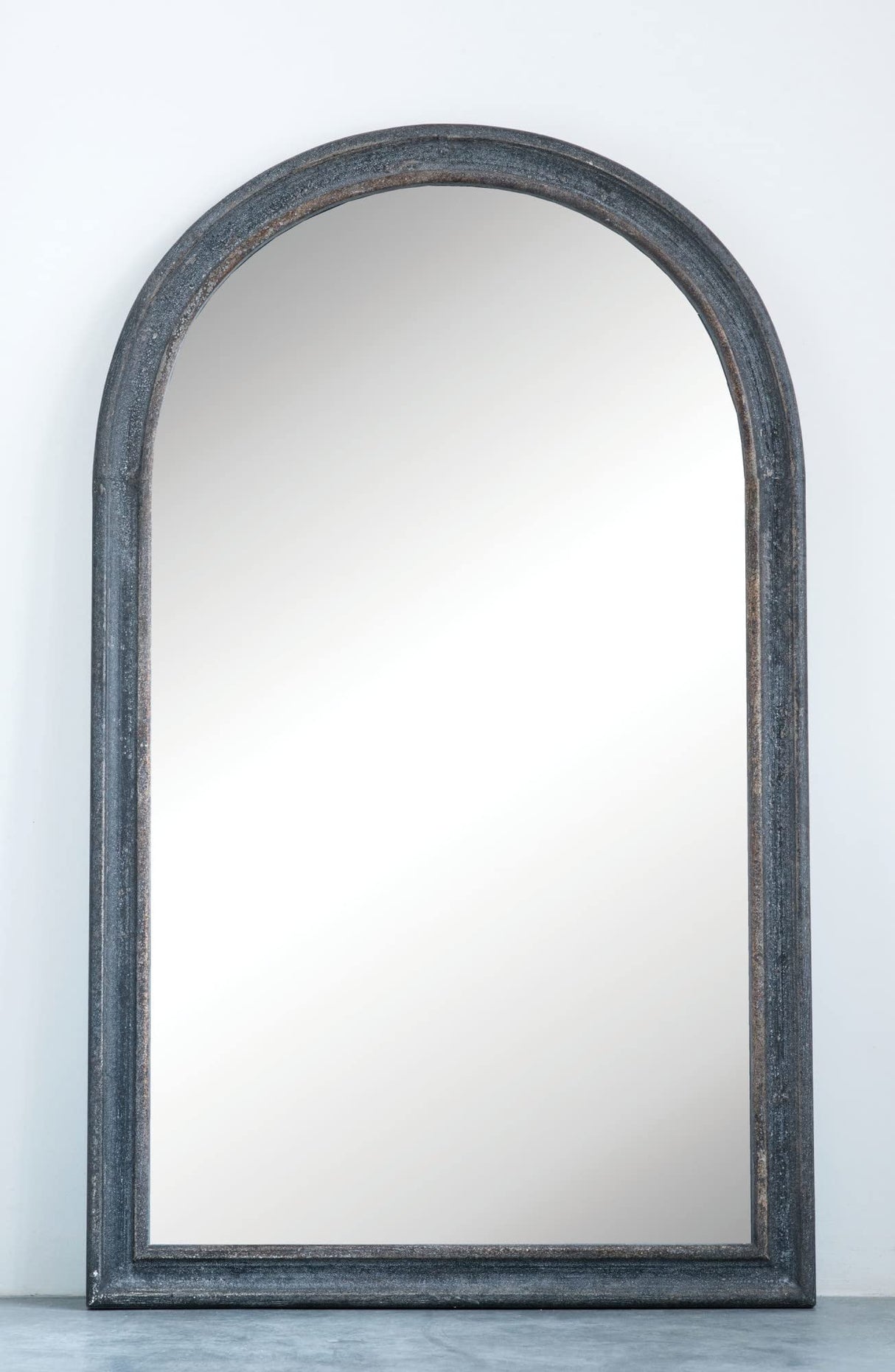 Co-Op Distressed Black Wood Framed Wall Mirror with Arched Top