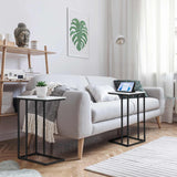 C Shaped Side Table Set of 2, Marble End Table for Sofa and Bed,