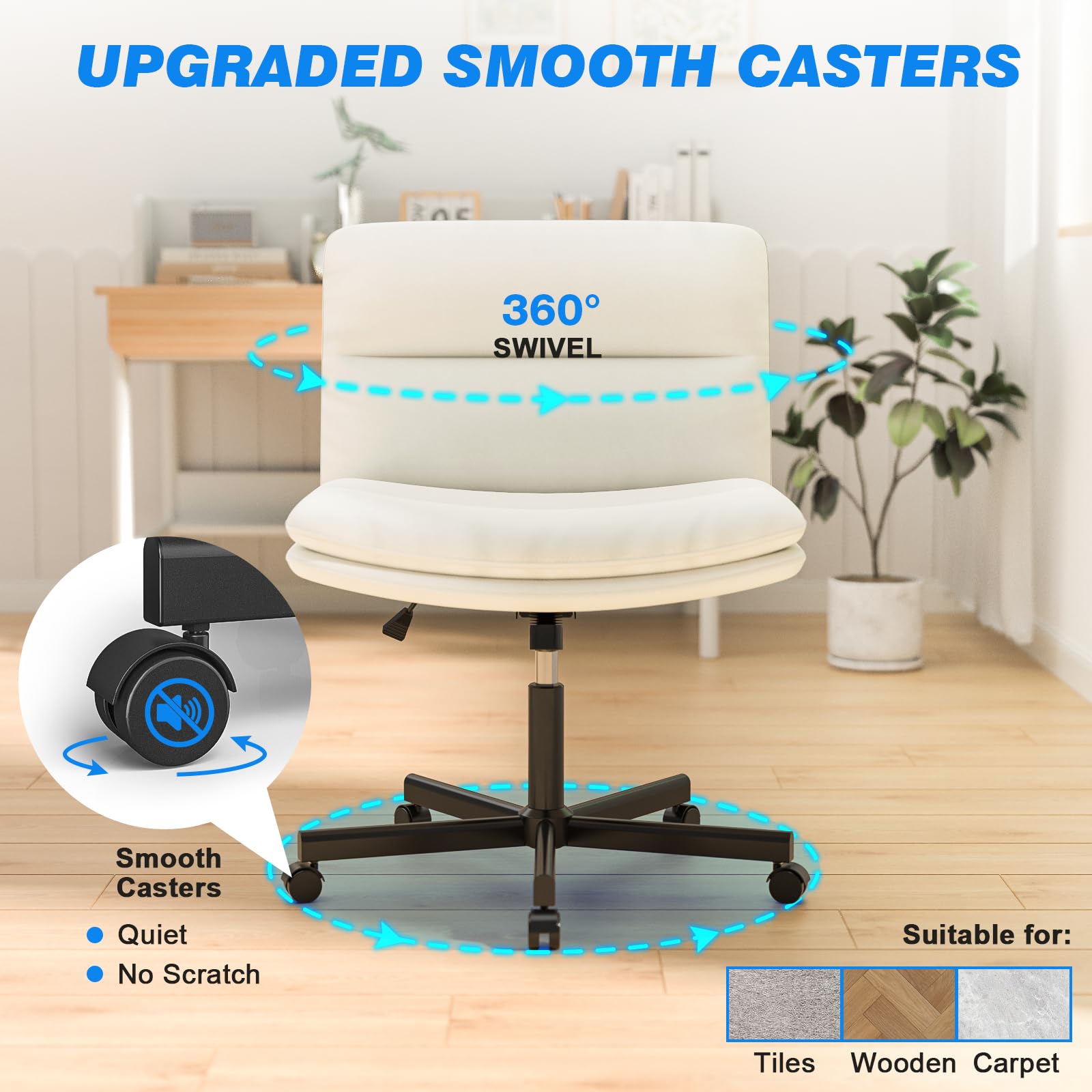 Criss Cross Office Chair with Wheels - Height Adjustable Swivel Desk Chair