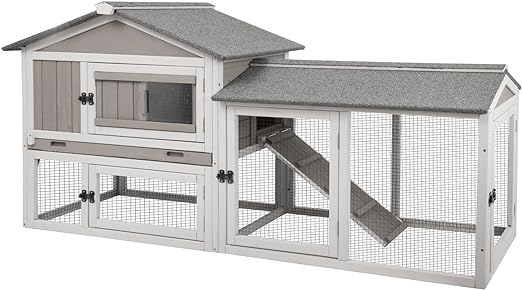 68.9" Rabbit Bunny Hutch Indoor Outdoor Bunny Cage Chicken Coop