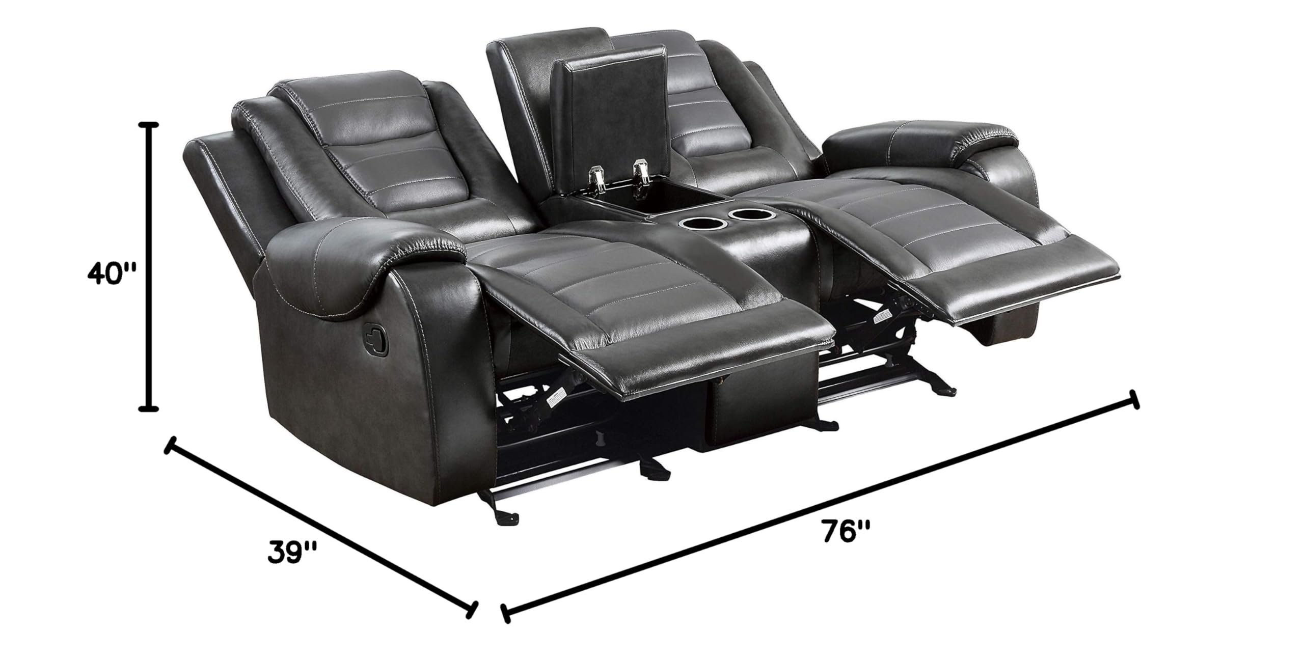 Manual Double Glider Reclining Loveseat, Two-Tone Gray