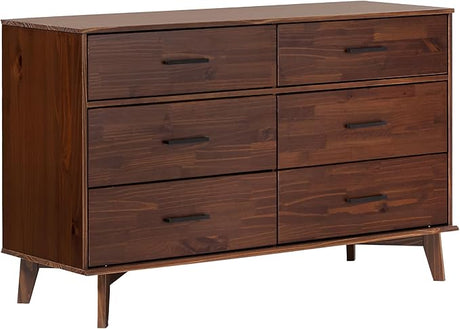 Modern 6-Drawer Dresser Bedroom Storage Organizer, 52 Inch, Walnut Finish