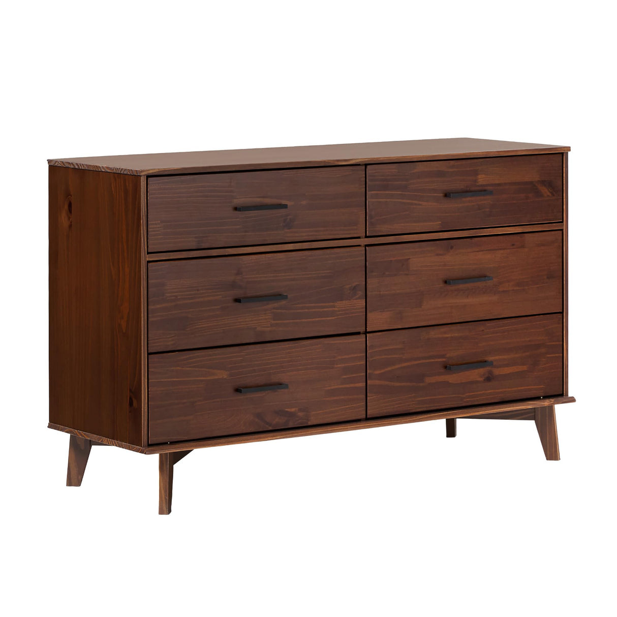 Modern 6-Drawer Dresser Bedroom Storage Organizer, 52 Inch, Walnut Finish