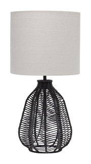 LT2106-BLK 21" Tall Boho Coastal Inspired Rustic Paper Rope Rattan Wicker Look Standard