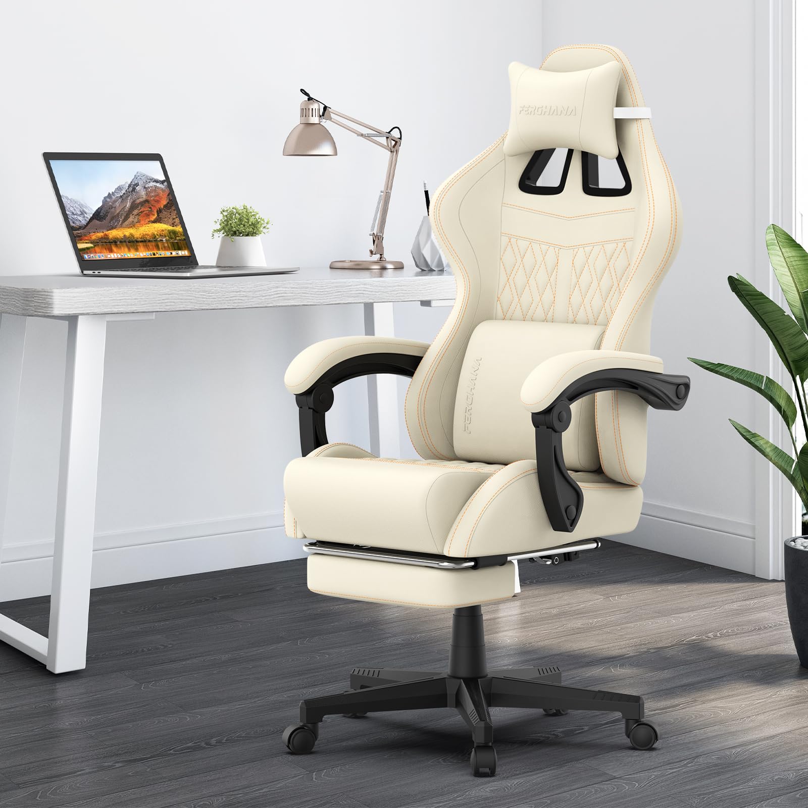 Vintage PU Leather Gaming Chair, Ergonomic Gamer Chair with Massage