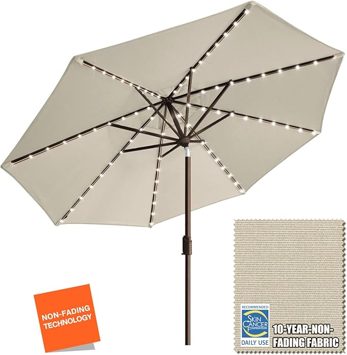 USA 10-Year-Non-Fading Solar 9ft Market Umbrella