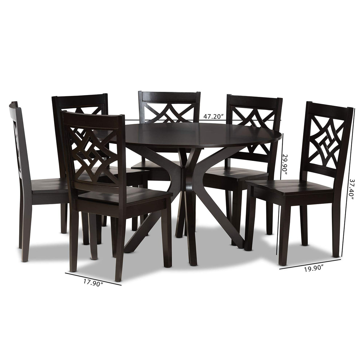 Miela Modern and Contemporary Dark Brown Finished Wood 7-Piece Dining Set