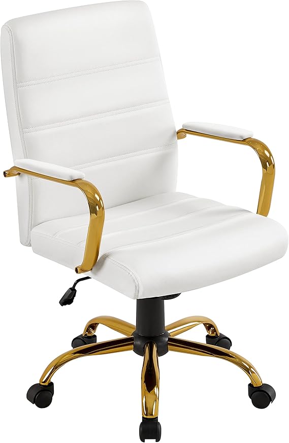 Mid-Back PU Leather Office Chair with Lumbar Support