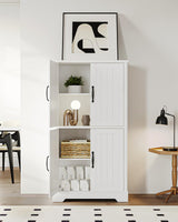 Bathroom Floor Storage Cabinet, Freestanding Cabinet with 4 Door, 2 Adjustable Shelves,