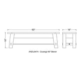 Durango 60" L Wood Entryway/Dining Bench