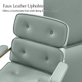 Faux Leather Office Chair with Tufted Backrest - Sage Green