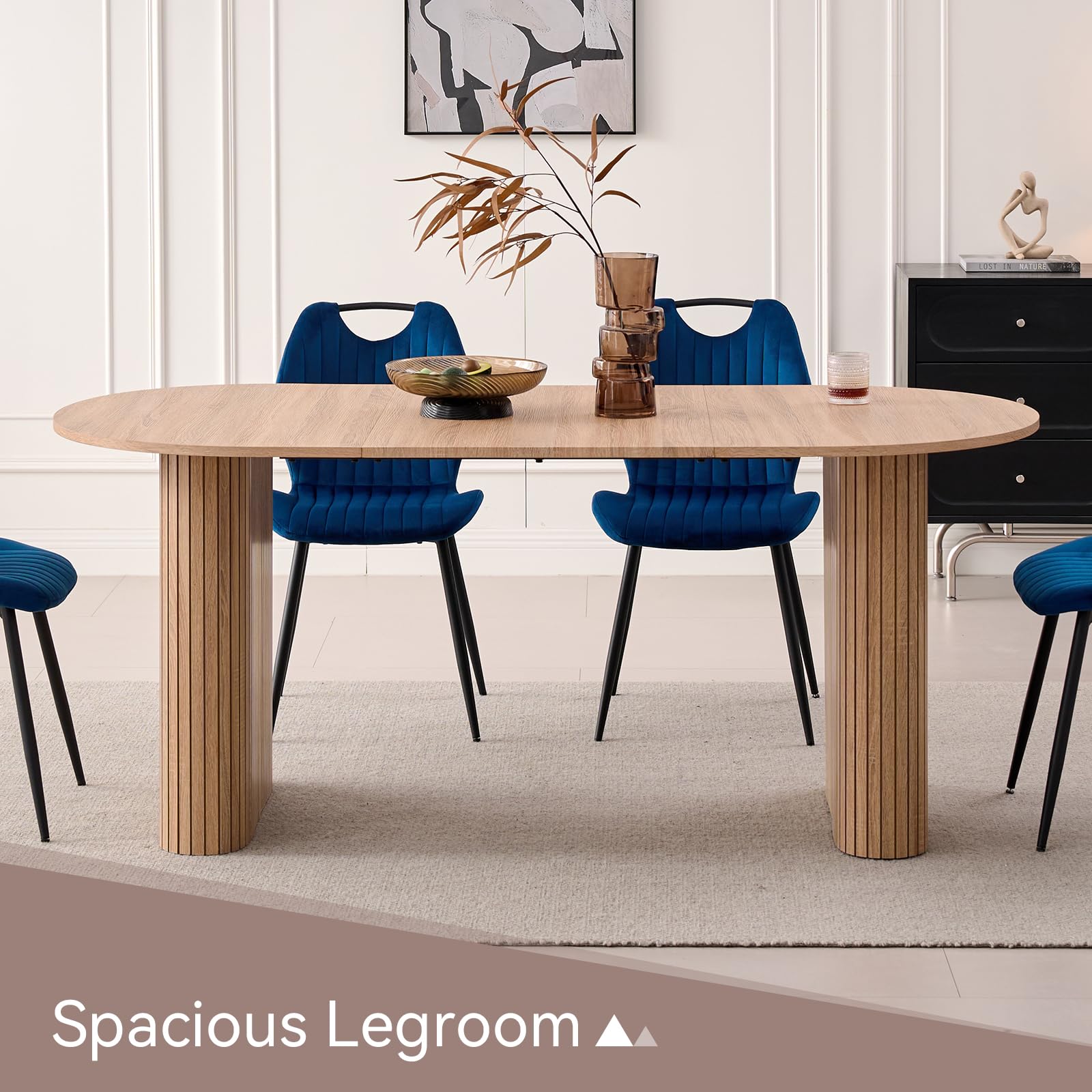 70.8" Oval Dining Table for 4-6 People - Modern Farmhouse Style