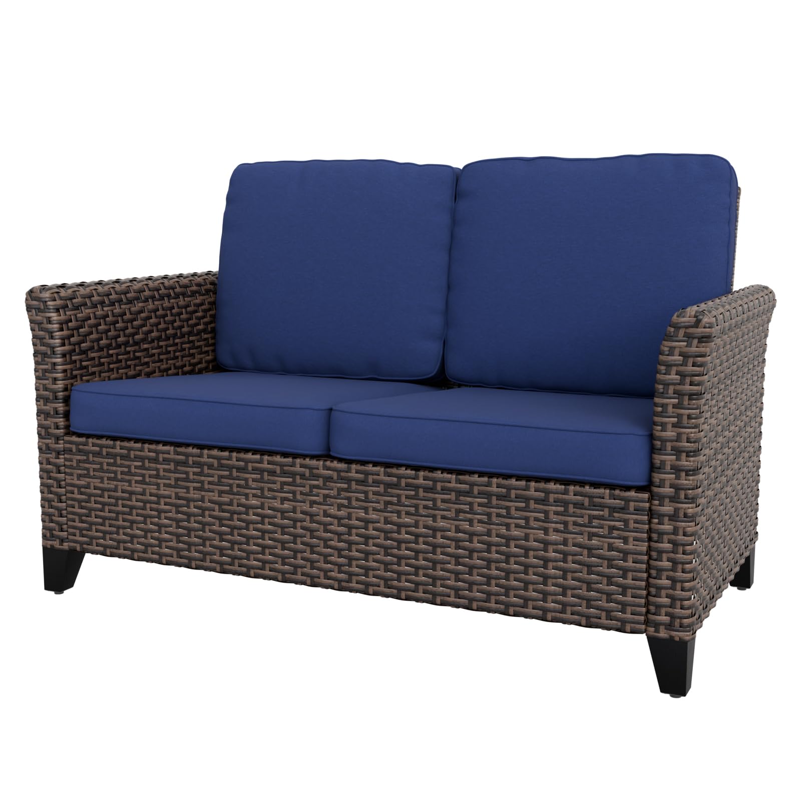 Ocean Vista Outdoor Wicker Patio Sofa Deep Cushions Weather Resistant Rattan Furniture