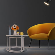 Small Round Nesting Coffee Table 27" Wood and Metal Stacking Coffee