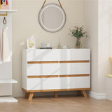 White 6 Drawer Dresser for Bedroom, Modern Wooden Storage Organizer