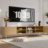 86 Inch TV Stand with Fluted Design and Adjustable Shelves