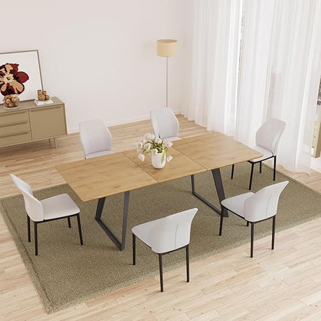 Modern mid-Century Dining Table Dining Table and Chairs Rectangular Wooden Dining