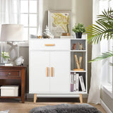 Floor Storage Cabinet Free Standing Cupboard with 1 Drawer, 2 Doors