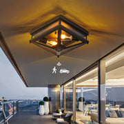 Motion Sensor Outdoor Flush Mount Ceiling Light - Matte Black