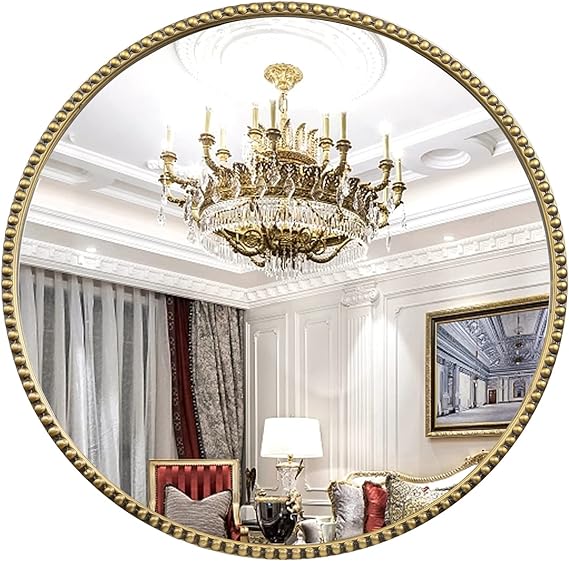 Oval Full Length Mirror, 16"x47" Metal Beaded Frame Mirror for Wall, Large Hanging