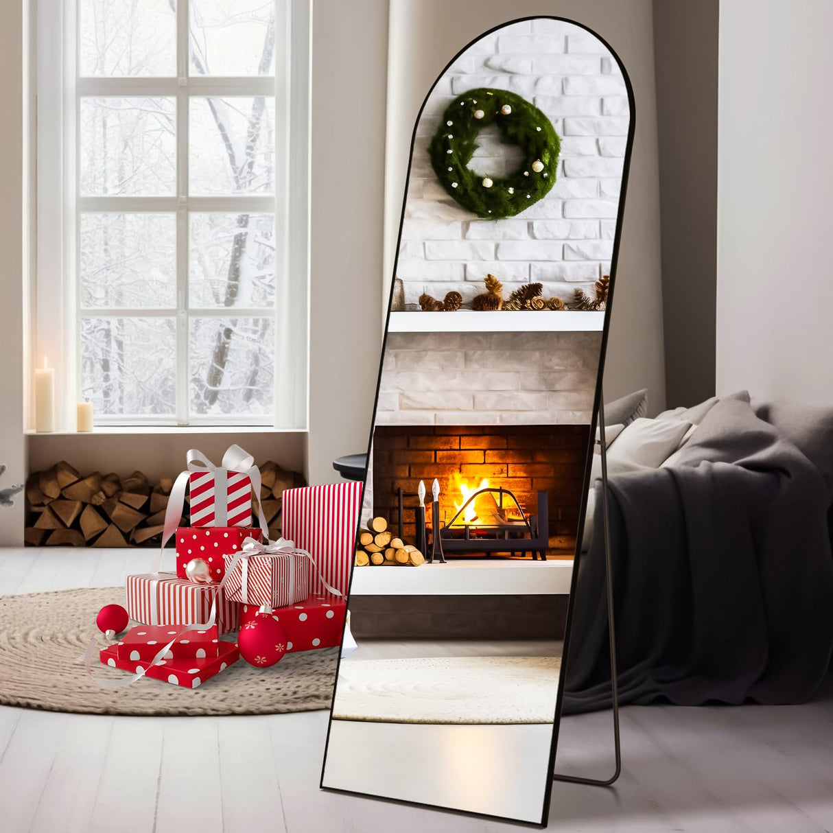 Arched Full Length Mirror 59"x16" Full Body Floor Mirror Standing Hanging or Leaning Wall