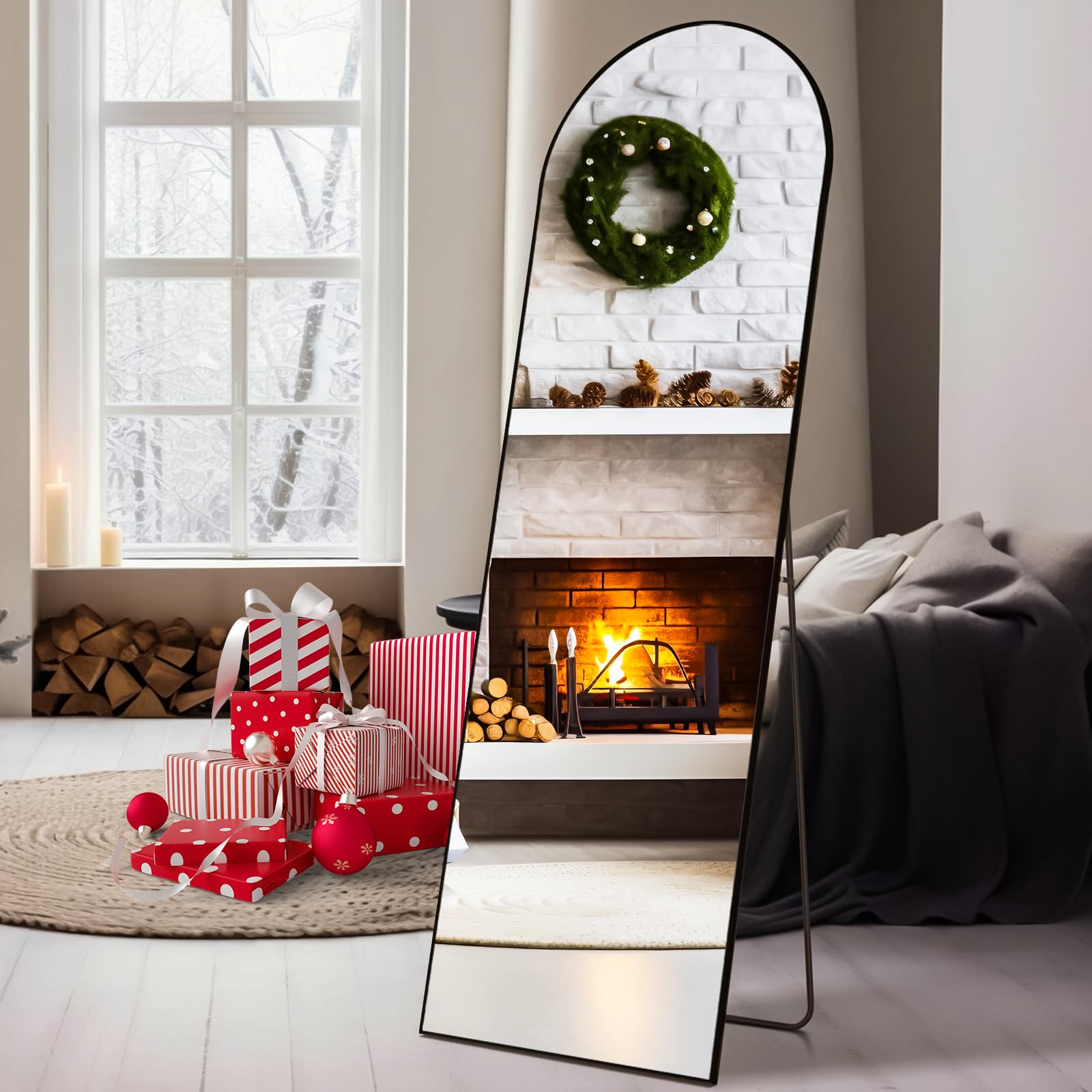Arched Full Length Mirror 59"x16" Full Body Floor Mirror