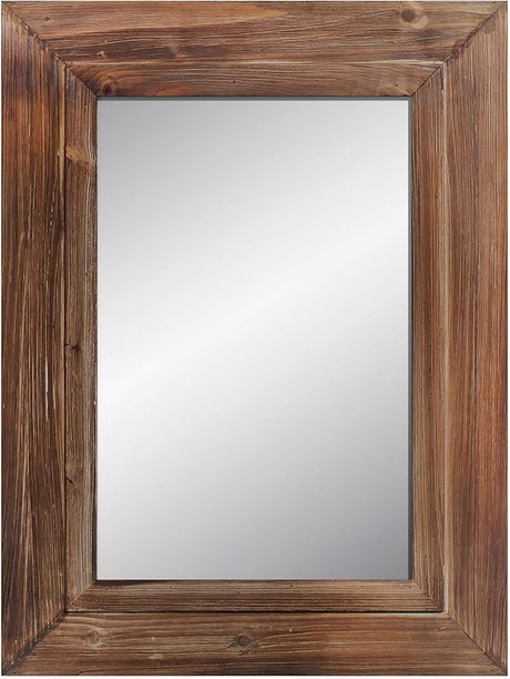 24x32 Wood Farmhouse Wall Mirror, Wooden Large Rustic Wall Mirror