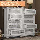 49.2" H Natural Marble 5 Drawer Dresser, High-Gloss Chest of Drawers No Handles